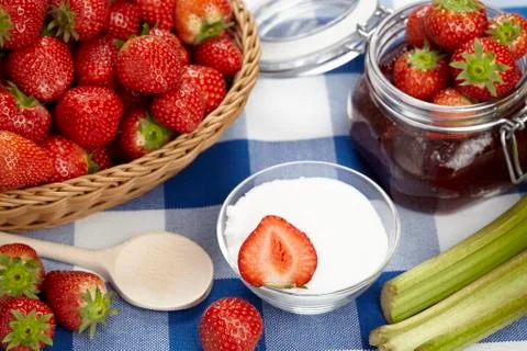 Cooking strawberry jam Stock Photos