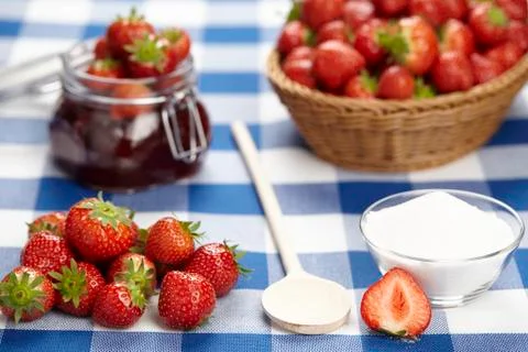 Cooking strawberry jam Stock Photos