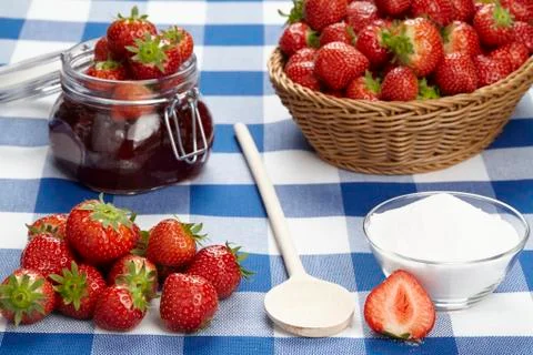 Cooking strawberry jam Stock Photos
