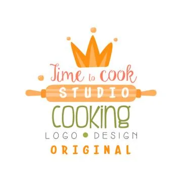 Cooking studio, time to cook logo design, emblem can be used for culinary class Stock Illustration