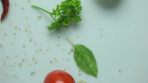 Cooking stuff and green leaf for food ingredient Stock Footage 117130749
