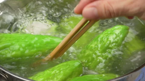 Cooking Stuffed Bitter Melon Soup Chopsticks Lunar New Year Видео 329667822