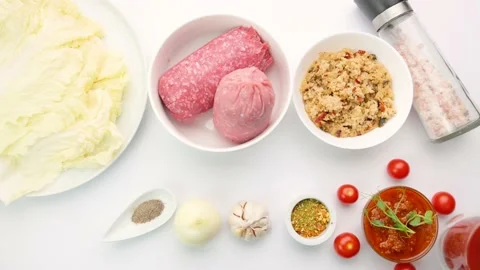 Cooking stuffed cabbage step by step Stock Footage 150227287
