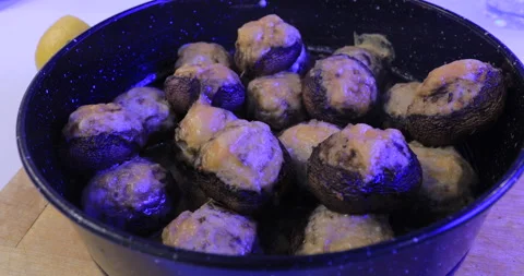 Cooking stuffed mushrooms 스톡 동영상 145933255
