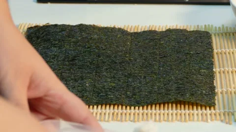 Cooking sushi rolls. Fast moving. Stock Footage 88432945