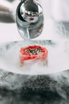 Cooking Tartar of beef Stock Photos