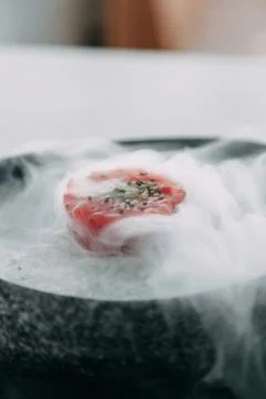 Cooking Tartar of beef Foto stock