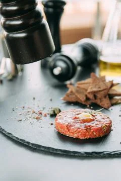 Cooking Tartar of beef Stock Photos