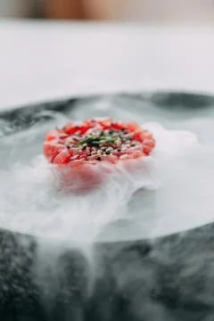 Cooking Tartar of beef Stock Photos