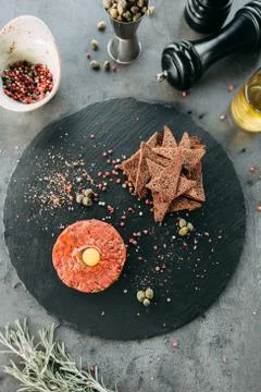 Cooking Tartar of beef Stock Photos