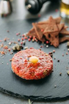 Cooking Tartar of beef Stock Photos