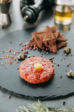 Cooking Tartar of beef Stock Photos