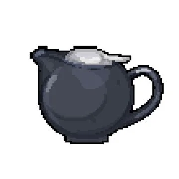 Cooking teapot tea kettle pixel art vector illustration Stock Illustration