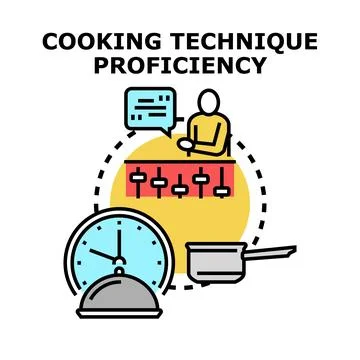 Cooking technique proficiency skill development concept Stock Illustration