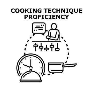 Cooking technique proficiency skill development concept Stock Illustration
