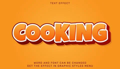 Cooking text effect template in 3d design Stock Illustration