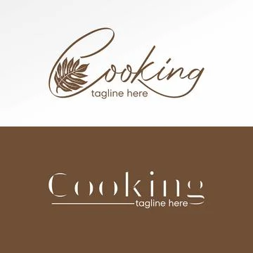 Cooking text handwritten font with leaf tropical forest vegan outdoor botani イラスト素材
