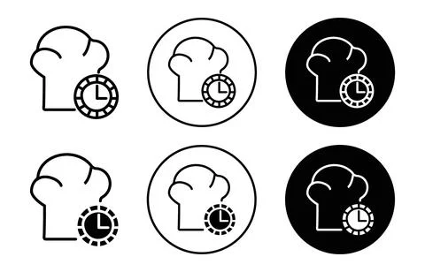 Cooking time flat line icon set. Cooking time Thin line illustration vector Illustrazione stock