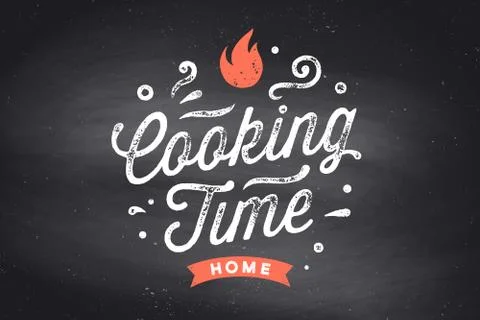 Cooking Time. Kitchen poster. Kitchen Wall Decor, Sign, Quote Stock Illustration