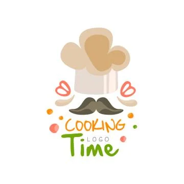 Cooking time logo design, kitchen emblem can be used for culinary class, course Stock Illustration
