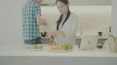 Cooking Together in a Modern Kitchen Stock Footage 314570190