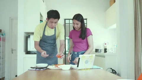Cooking Together in a Modern Kitchen Stock Footage 314901878