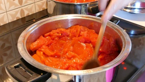 Cooking tomato sauce, close up Stock Footage 108632304