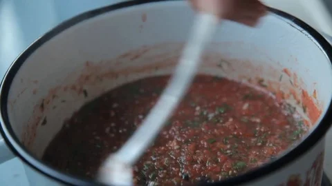 The cooking tomato soup Stock-Footage 71710810