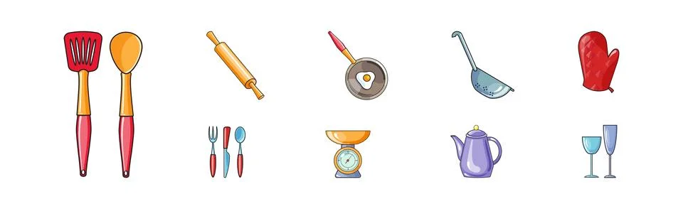 Cooking Tool and Kitchenware for Culinary Use Vector Set Stock Illustration