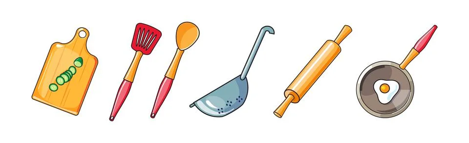 Cooking Tool and Kitchenware for Culinary Use Vector Set Stock Illustration