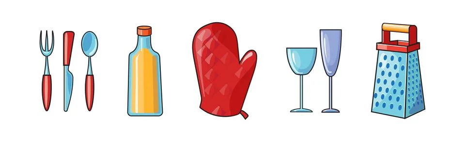 Cooking Tool and Kitchenware for Culinary Use Vector Set Illustrazione stock