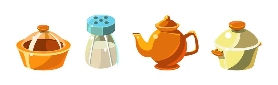 Cooking Tool and Kitchenware for Culinary Use Vector Set Stock Illustration