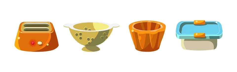 Cooking Tool and Kitchenware for Culinary Use Vector Set Stock Illustration