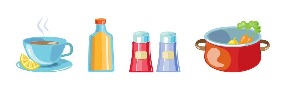 Cooking Tool and Kitchenware for Culinary Use Vector Set Stock Illustration