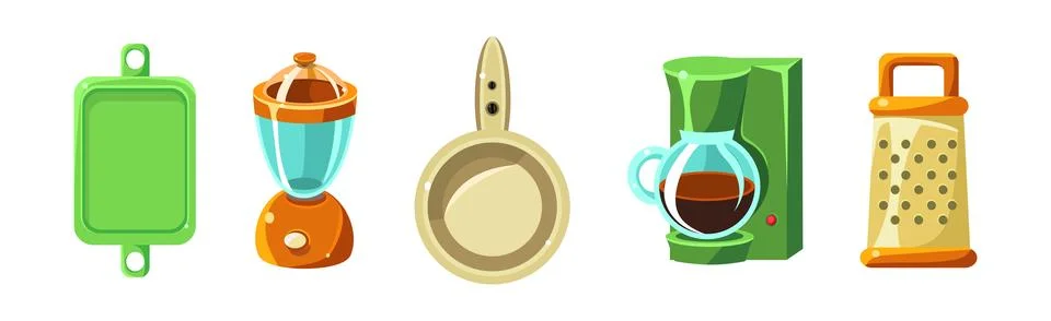 Cooking Tool and Kitchenware for Culinary Use Vector Set Stock Illustration