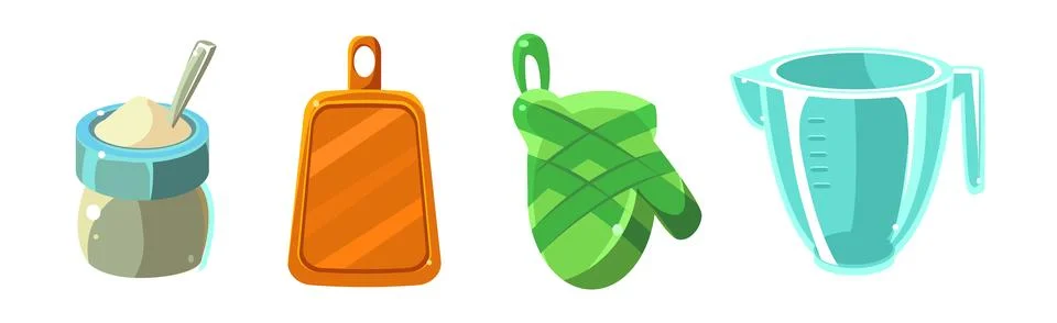 Cooking Tool and Kitchenware for Culinary Use Vector Set Stock Illustration