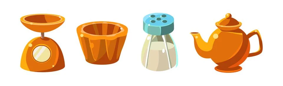 Cooking Tool and Kitchenware for Culinary Use Vector Set Stock Illustration