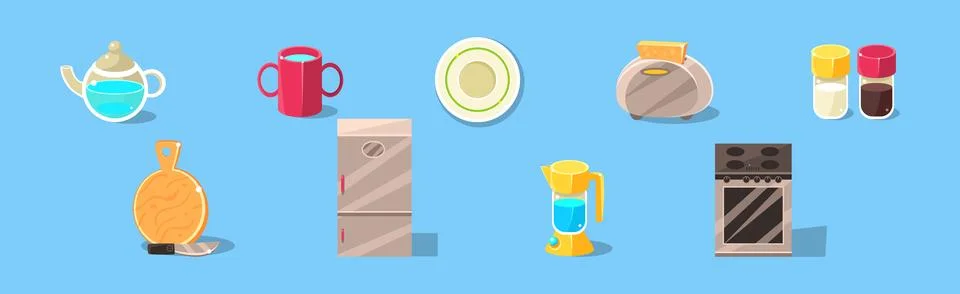 Cooking Tool and Kitchenware for Culinary Use Vector Set Stock Illustration