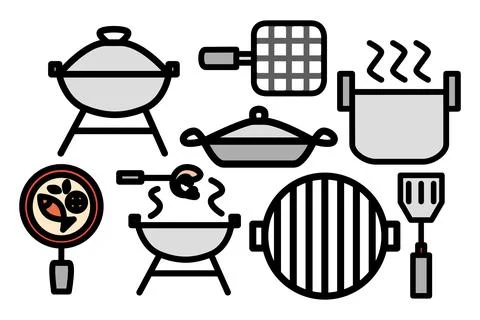 Cooking tools flat color Stock Illustration
