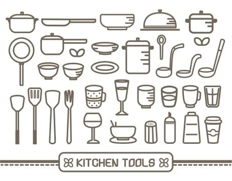 Cooking tools icons set Stock-Illustration