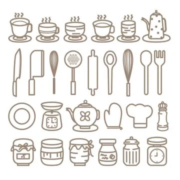 Cooking tools icons set Stock-Illustration