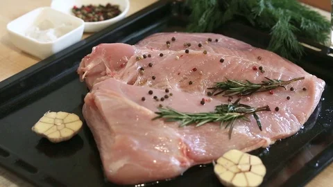 Cooking turkey meat Stock Footage 105814313
