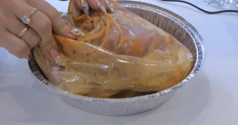Cooking turkey meat 스톡 동영상 145956821