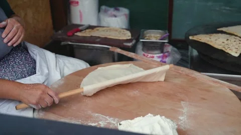 Cooking Turkish Gozleme Stock Footage 242483930