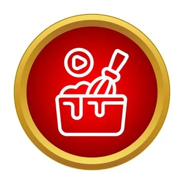 Cooking tutorial video button with whisk mixing Stock Illustration