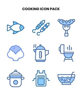 Cooking Two Colour Set Icons Pack 库存插图