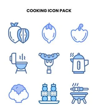 Cooking Two Colour Set Icons Pack Stock Illustration