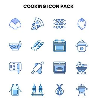 Cooking Two Colour UI Icons Pack Illustrazione stock