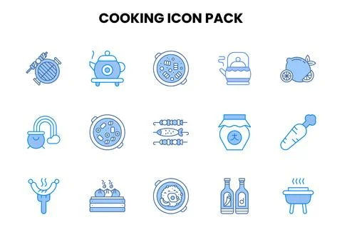 Cooking Two Colour Vector Icons Pack Illustrazione stock