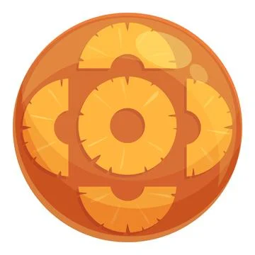 Cooking upside-down cake icon cartoon vector. Pineapple tart Stock Illustration